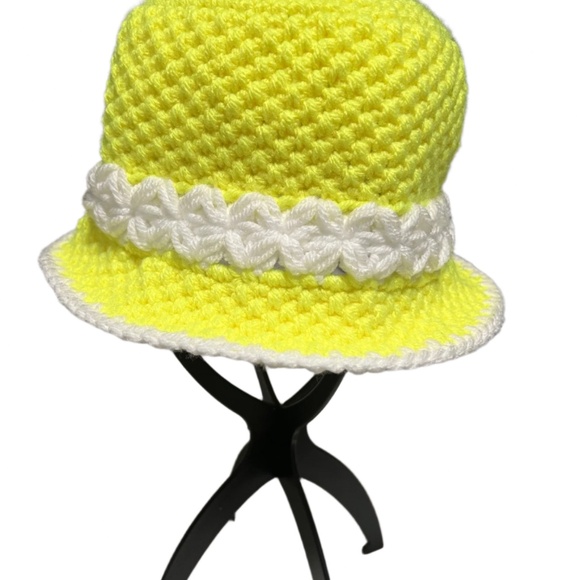 ThreadsByHannah Handmade Crochet Bucket Hat Yellow - Picture 5 of 6